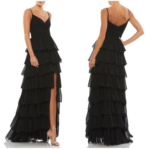 IEENA FOR MAC DUGGAL Tier Ruffle Gown - Picture 1 of 2